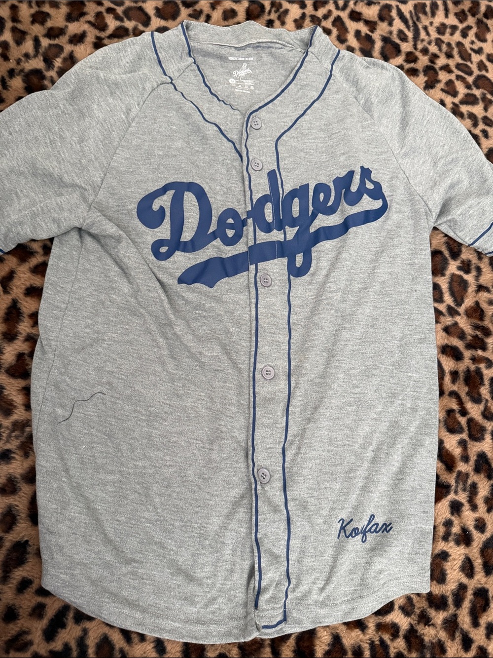 Dodgers Grey Button-Up Jersey Tee